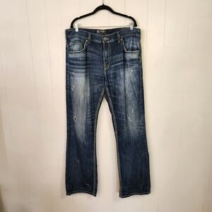 Silver Jeans Mens Gordie Straight Relaxed Leg Size 38x34 Dark Wash Western